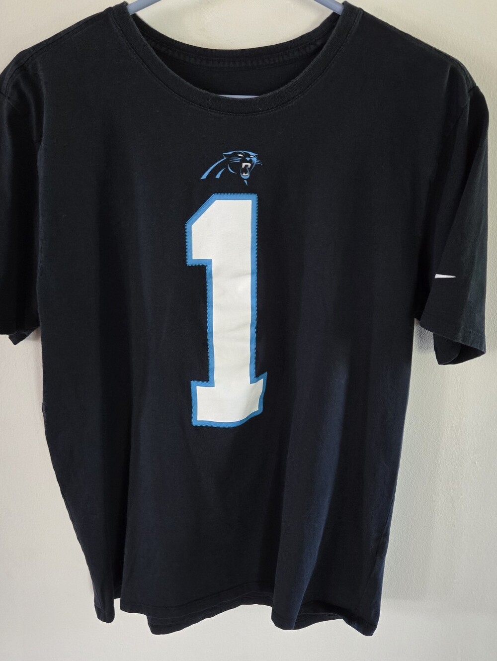 Carolina Panthers Cam Newton Nike Tee Athletic Cut Womens Large Navy Number 1